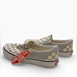 NWT Vans CLASSIC SLIP ON Men Womens Blue/White Checkerboard Canvas Skate Shoes